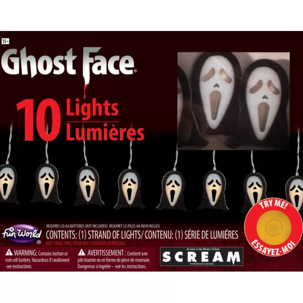 Fun World 10 Ghost Face® String Lights* Halloween Decorations