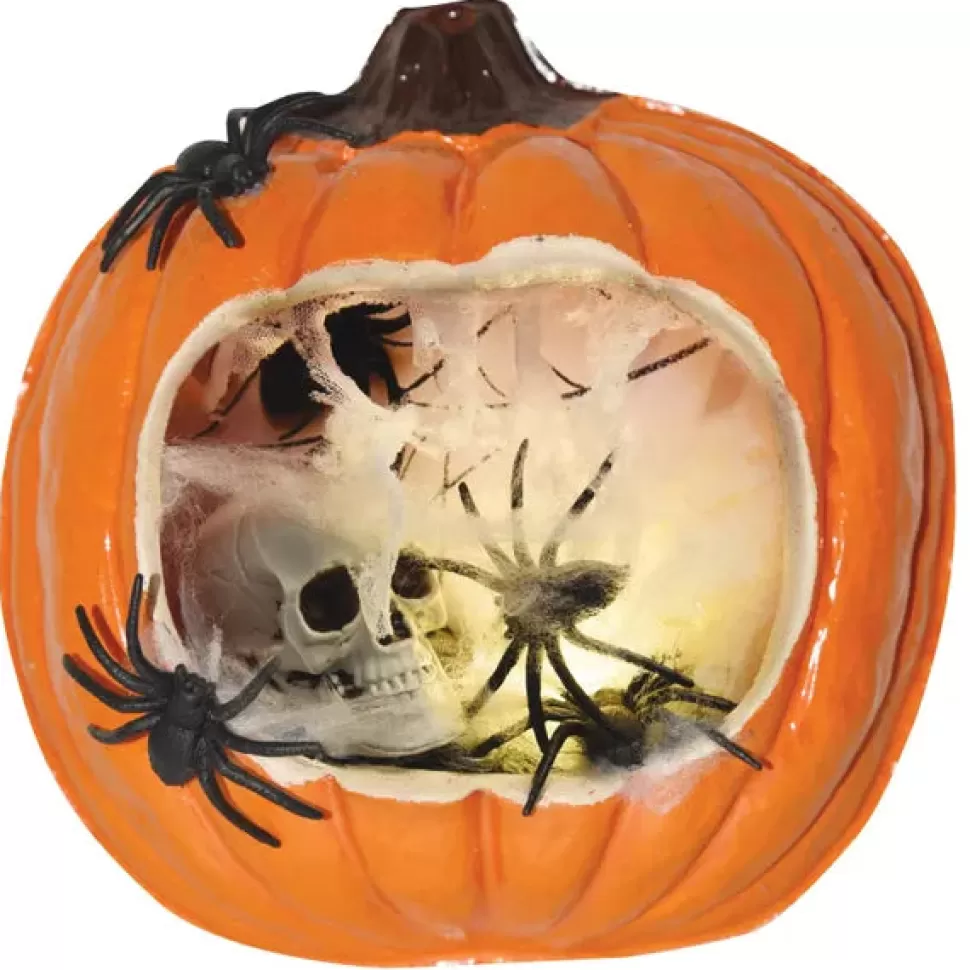 Sunstar Industries 9In Scene Pumpkin With Light (Spider And Skull)* Halloween Decorations