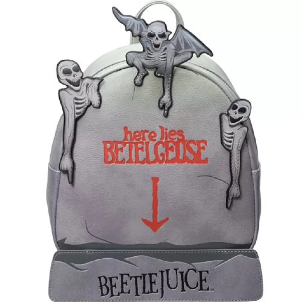 Entertainment Earth Beetlejuice Tombstone Glow-In-The-Dark Mini-Backpack - Exclusive* Bags, Purses, And Wallets