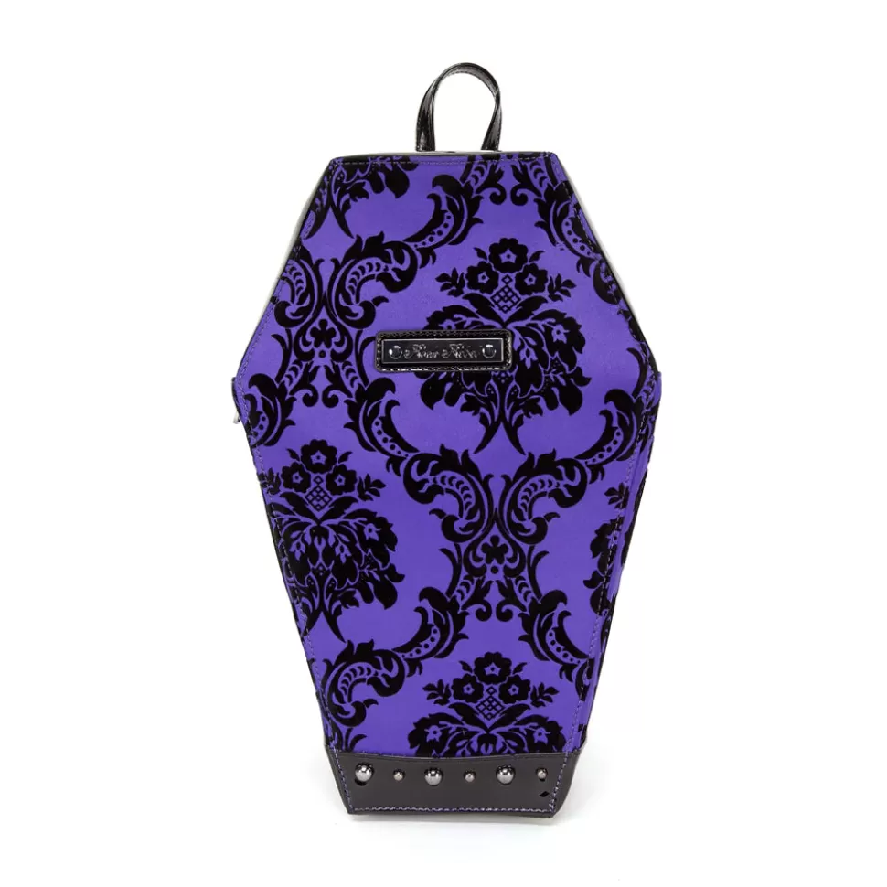 Rock Rebel Damask Coffin Backpack In Purple* Bags, Purses, And Wallets