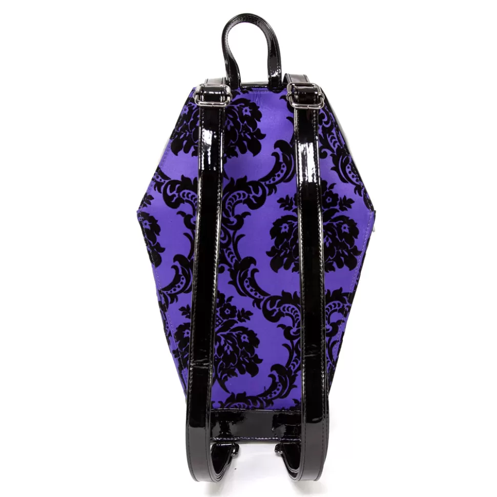 Rock Rebel Damask Coffin Backpack In Purple* Bags, Purses, And Wallets