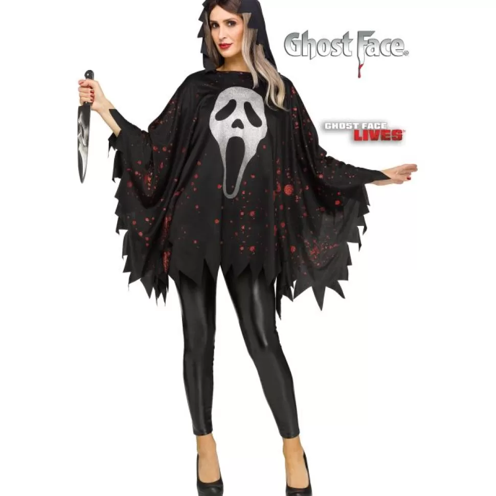 Fun World Glittering Ghost Face Poncho - Adult* Women'S Shirts