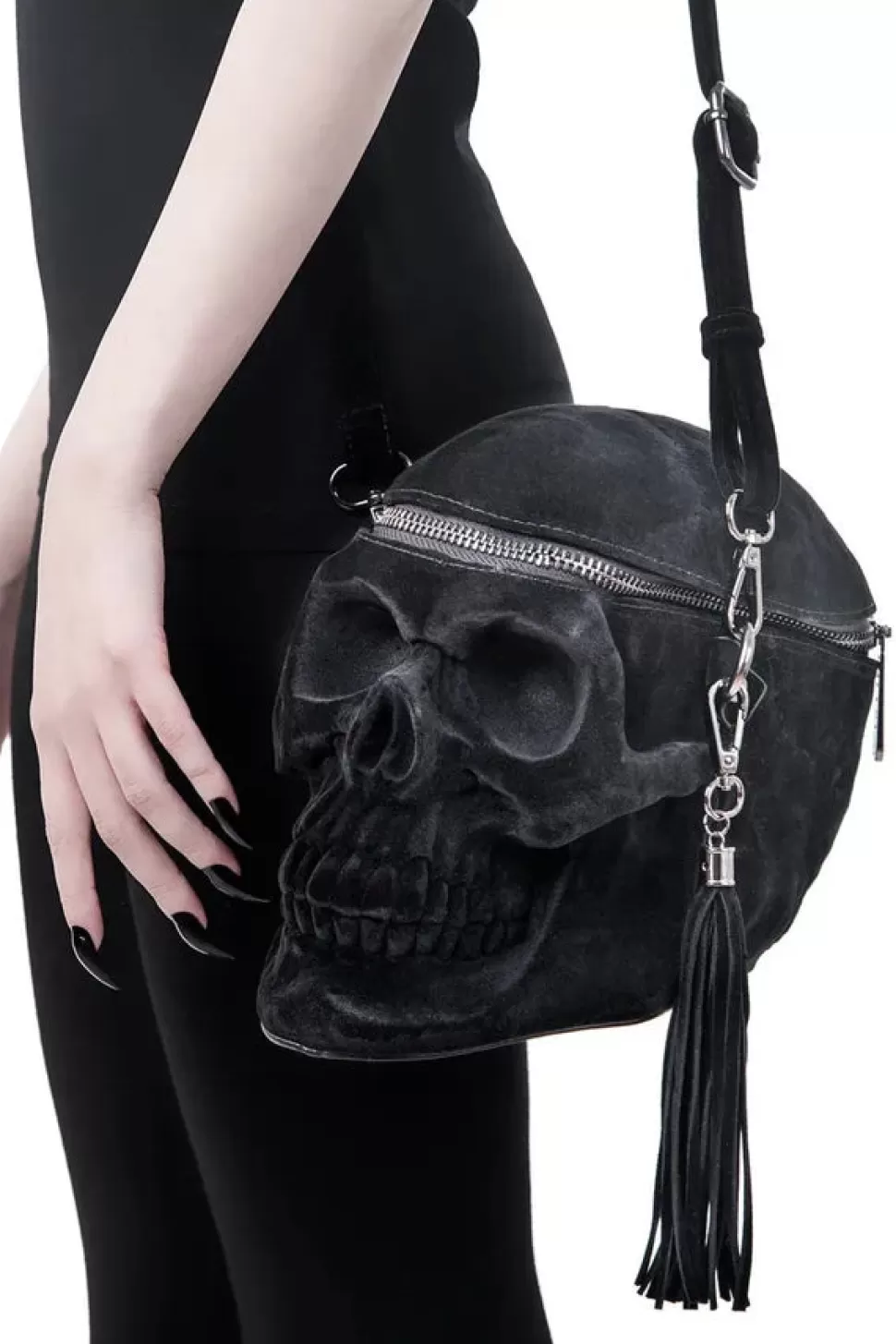 Killstar - Grave Digger Skull Handbag (Velvet)* Bags, Purses, And Wallets