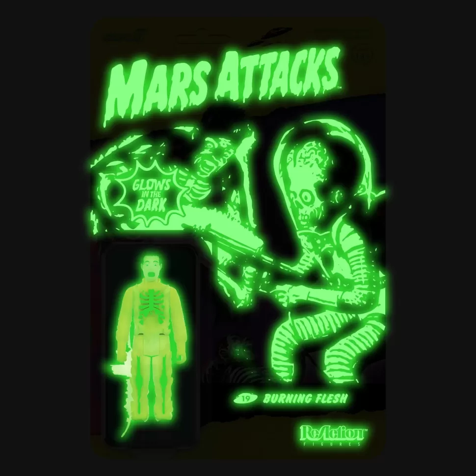 Super 7 Mars Attacks Reaction Figure Burning Flesh (Glow)* Reaction Figures