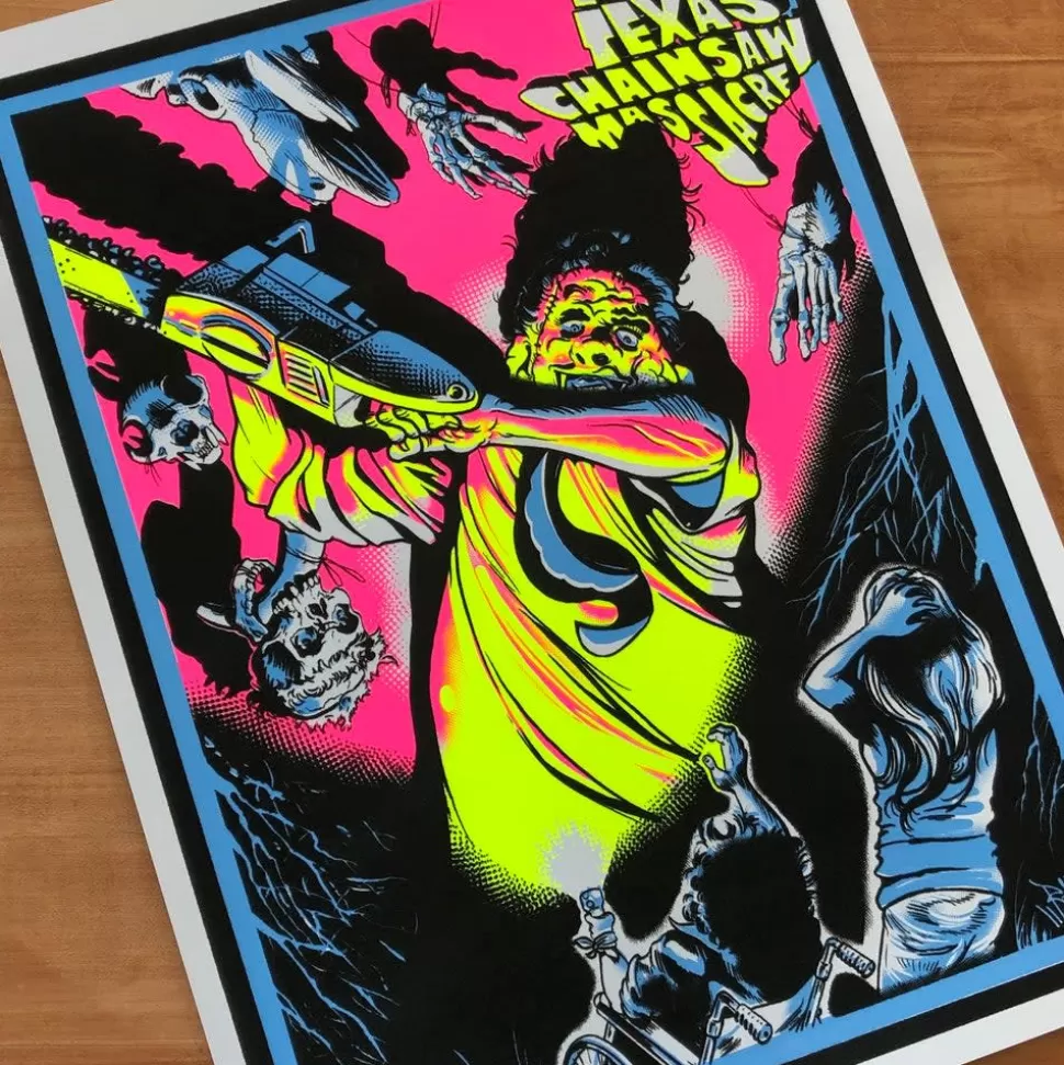 One Man Riet Pink Texas Chainsaw Blacklight Poster* Artwork